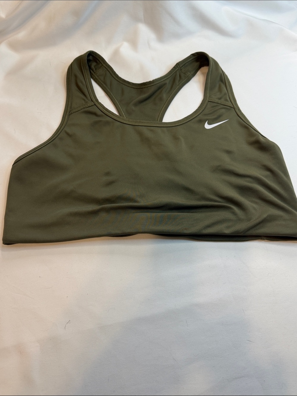 Nike Olive Racerback Sports Bra with White Swoosh